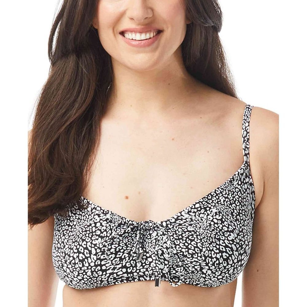 Coco Reef Supreme Bra Sized Shirred Underwire Bikini Top � Black Leopard,